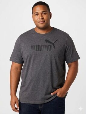 PUMA Men’s Classic Big Logo Graphic Tee - Heathered Charcoal Grey 4XL - 584